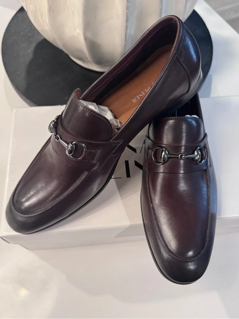 Donald Pliner Men's Leather Bit Loafers in Dark Brown (Never Worn)